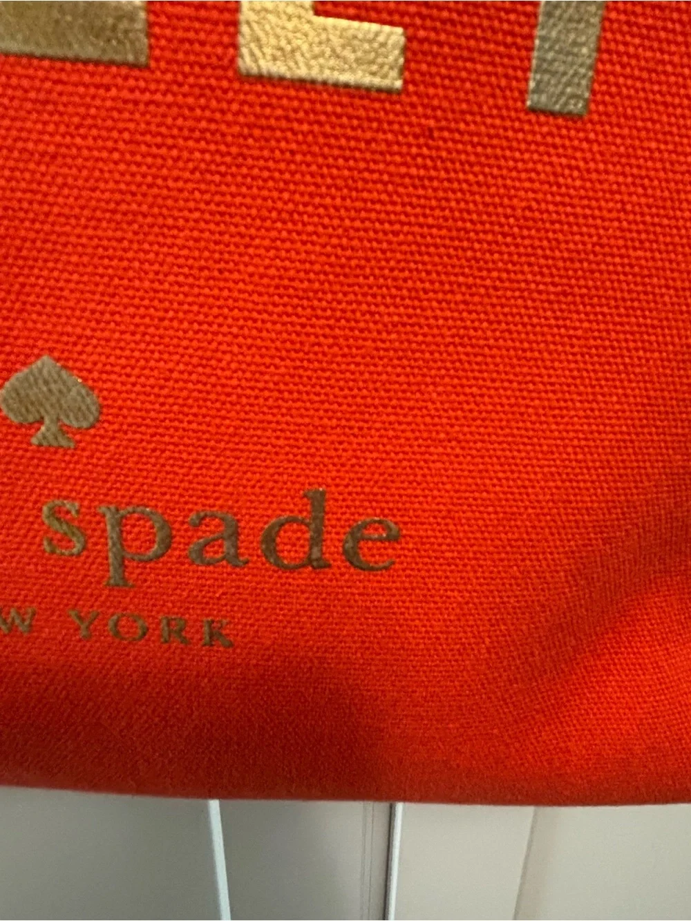kate spade orange canvas tote with pink handles EUC